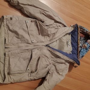 Vintage Edelweiss Ski Snow Jacket Size M Tan Zip Pockets Toggle Waist Quilted